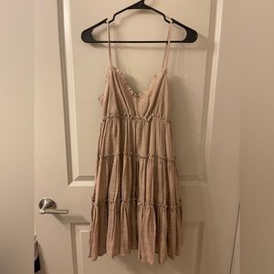 Mustard Seed | Tan Sleeveless Ruffle Dress | Size Small - NEVER WORN